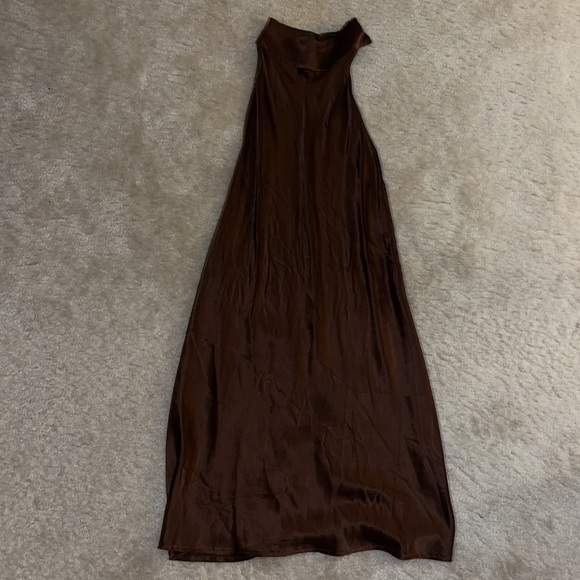 Brown Silk Backless Mini Dress - Picture 2 of 4